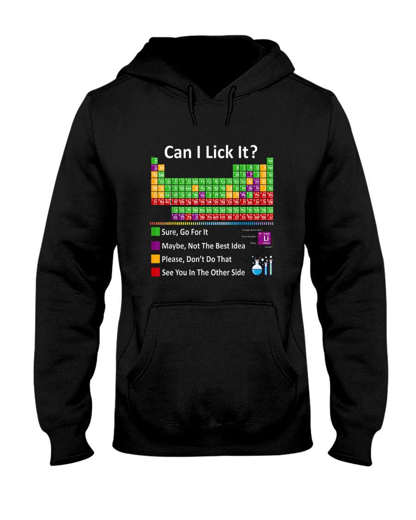 Funny Tees - Can I Lick It Periodic Table Chart Science Teacher Cool meme T-Shirt