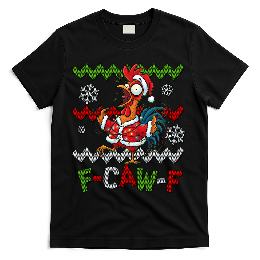 Ugly Christmas Sweater F CAW F Chicken Rooster T-Shirt