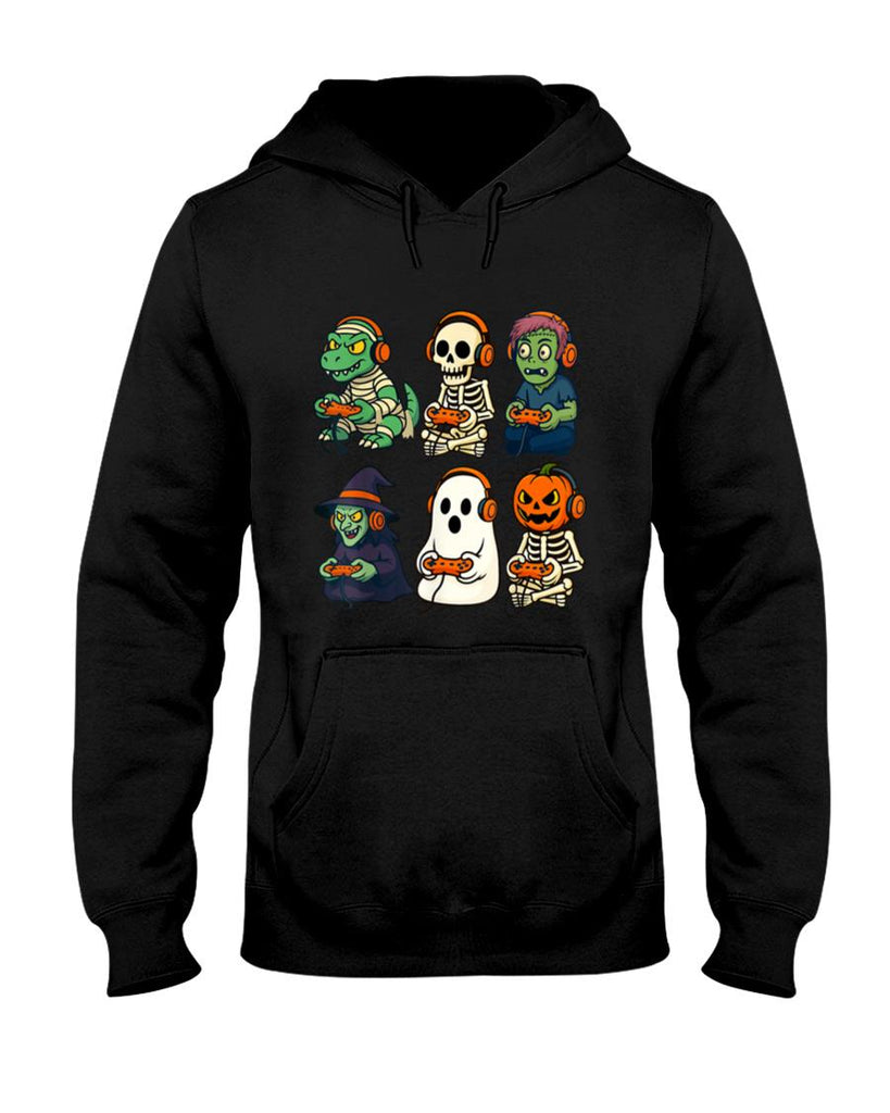 Halloween Shirt - Halloween Boys Kids Gamer Dinosaur Skeleton Ghost Witch T-Shirt