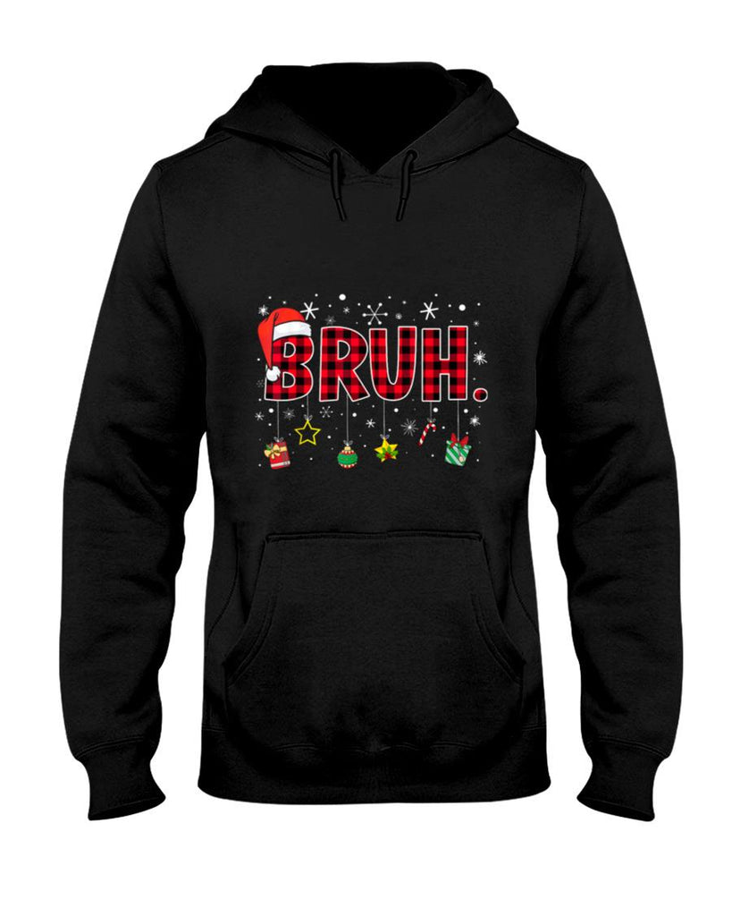 Bruh Funny Christmas Red Plaid Teens Boys Kids Xmas Pajamas T-Shirt