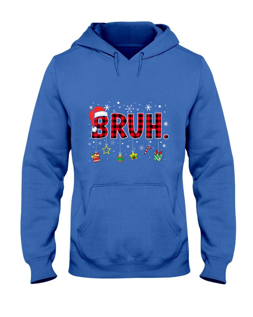 Bruh Funny Christmas Red Plaid Teens Boys Kids Xmas Pajamas T-Shirt