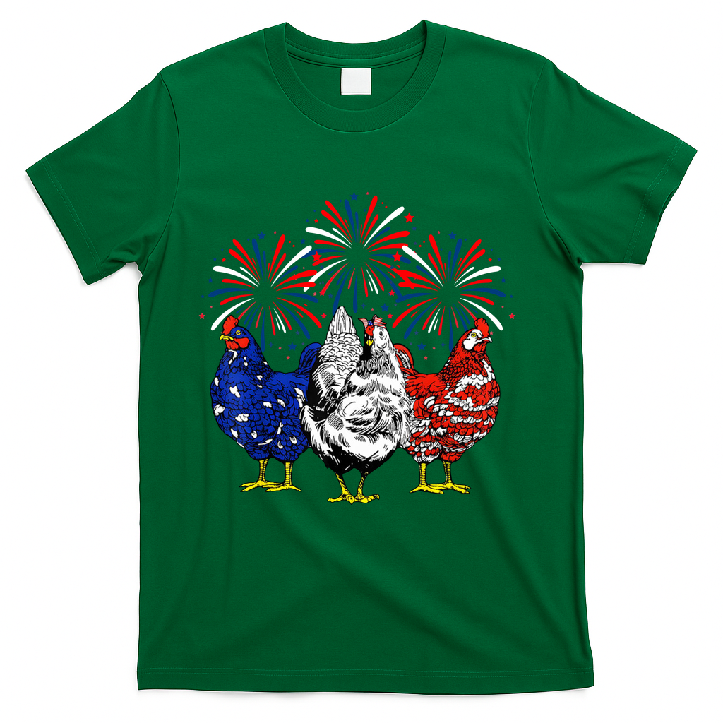 Chicken Usa Flag Patriotic Lover 4th Of July T-Shirt