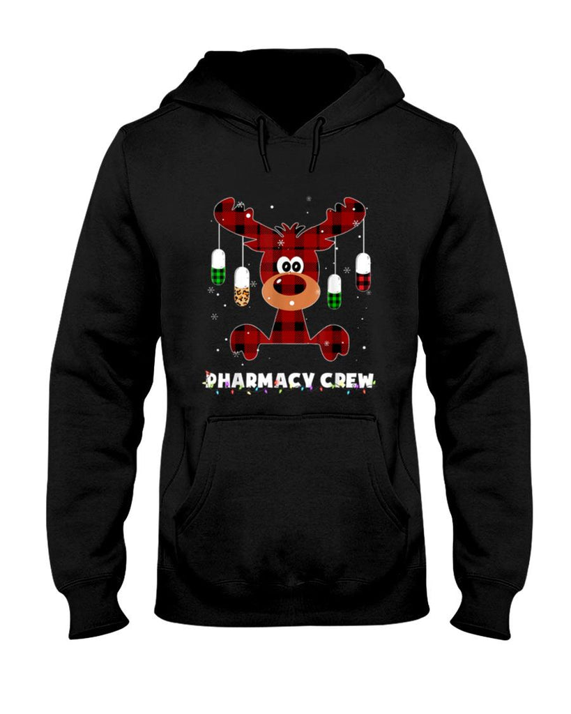 Funny Red Plaid Reindeer Pharmacy Crew Christmas Gift T-Shirt