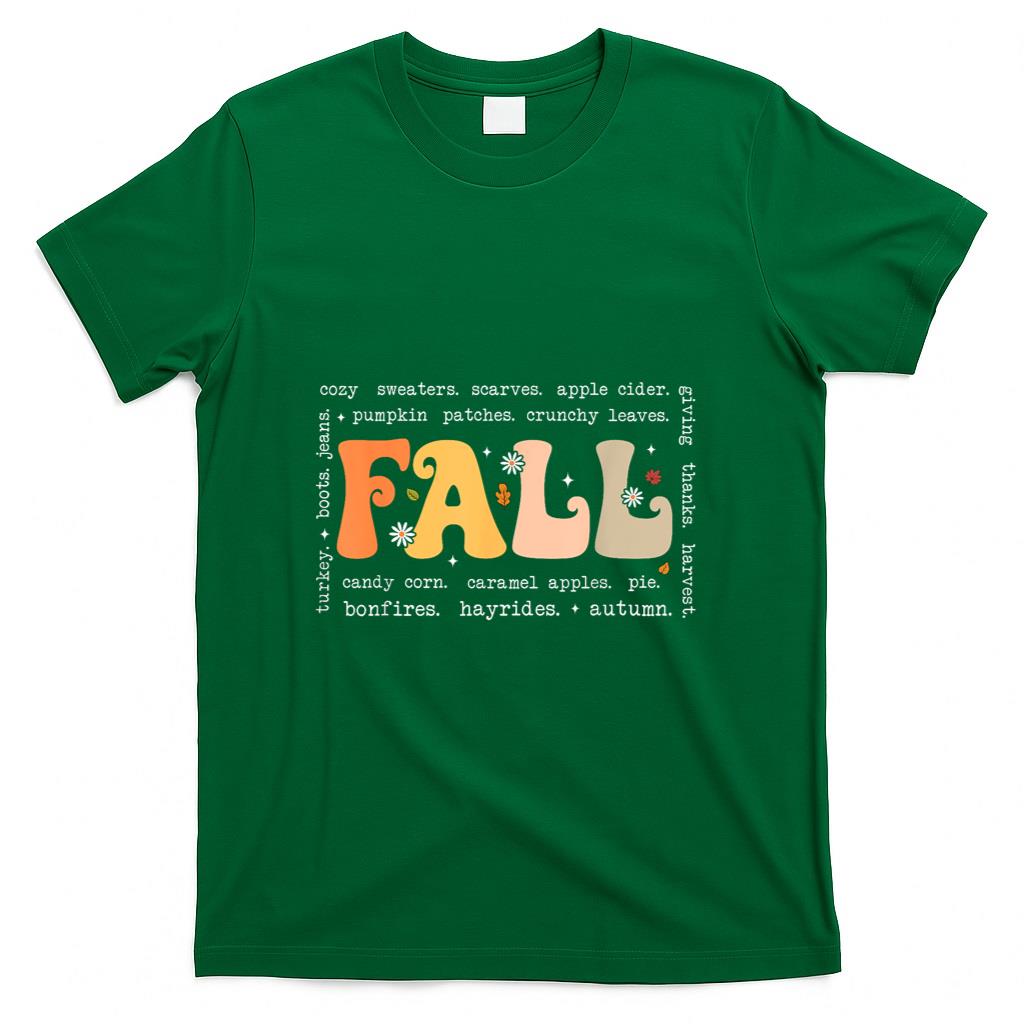 Fall Words Hello Fall Autumn Thanksgiving Pumpkin Season T-Shirt