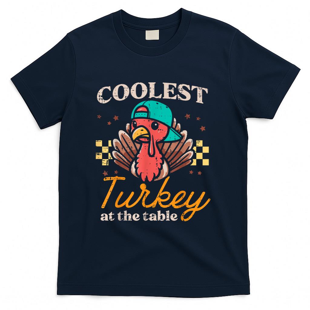 Thanksgiving Coolest Turkey At Table Boys Kids Toddler Youth T-Shirt