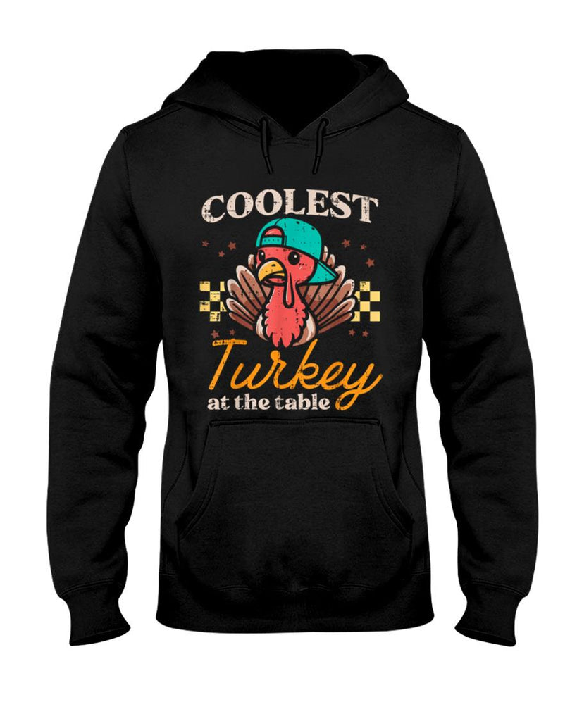 Thanksgiving Coolest Turkey At Table Boys Kids Toddler Youth T-Shirt