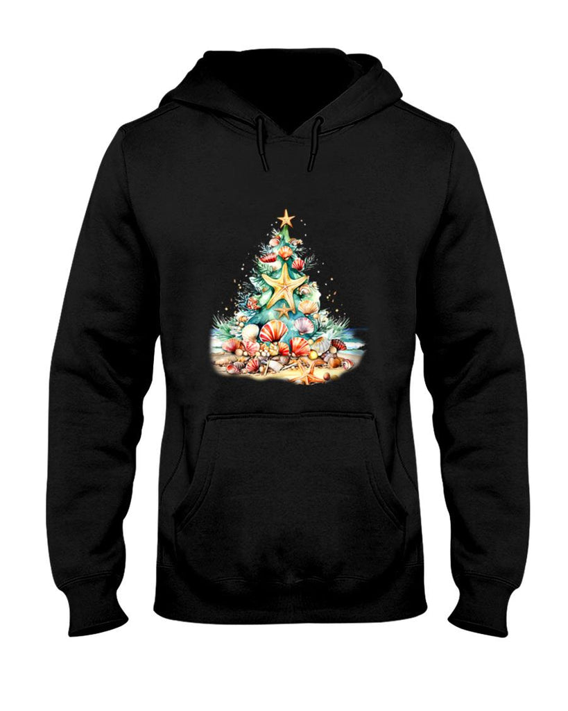 SeaShells Christmas Tree Ocean Water Starfish Beach Xmas T-Shirt