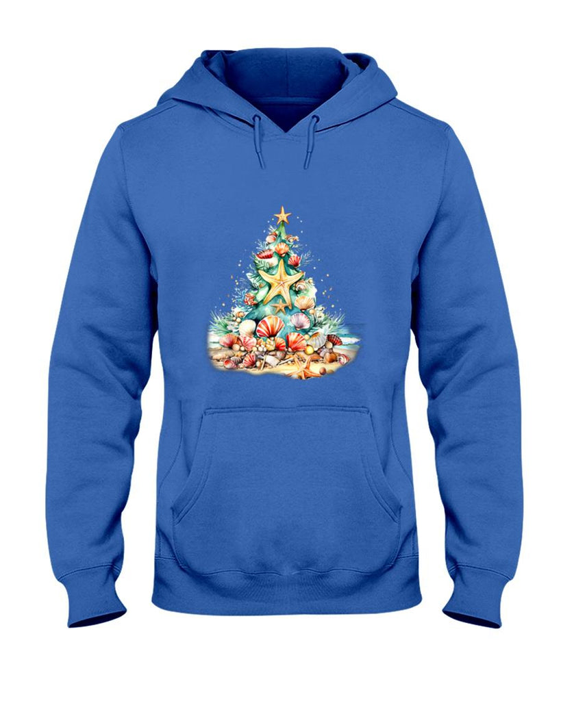 SeaShells Christmas Tree Ocean Water Starfish Beach Xmas T-Shirt