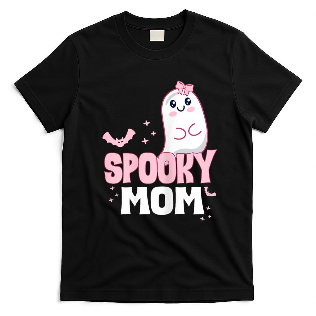 Pet Mom Halloween Shirt - Spooky Mom Family Cute Pink White Ghost Boo Halloween T-Shirt