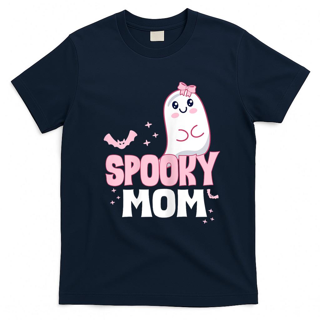 Pet Mom Halloween Shirt - Spooky Mom Family Cute Pink White Ghost Boo Halloween T-Shirt