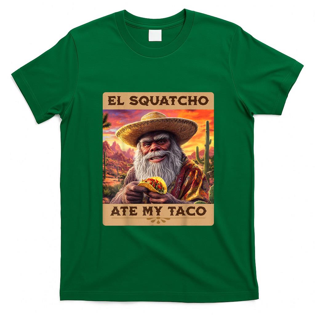 Funny Tees - El Squatcho Ate My Taco Funny Bigfoot and Sasquatch T-Shirt