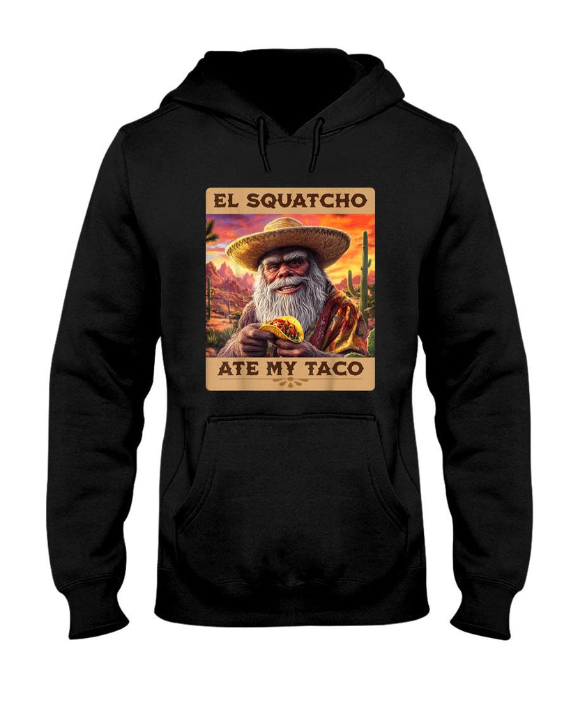 Funny Tees - El Squatcho Ate My Taco Funny Bigfoot and Sasquatch T-Shirt