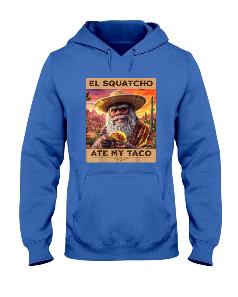 Funny Tees - El Squatcho Ate My Taco Funny Bigfoot and Sasquatch T-Shirt