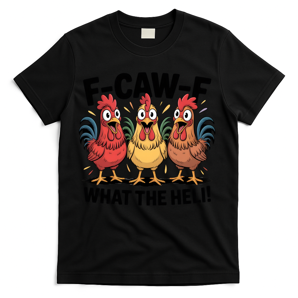 F-Caw-A What The Heli! Funny Chicken T-Shirt