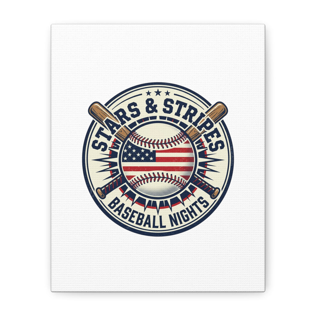 Stars & Stripes Baseball Nights Canvas | Patriotic Baseball Wall Art