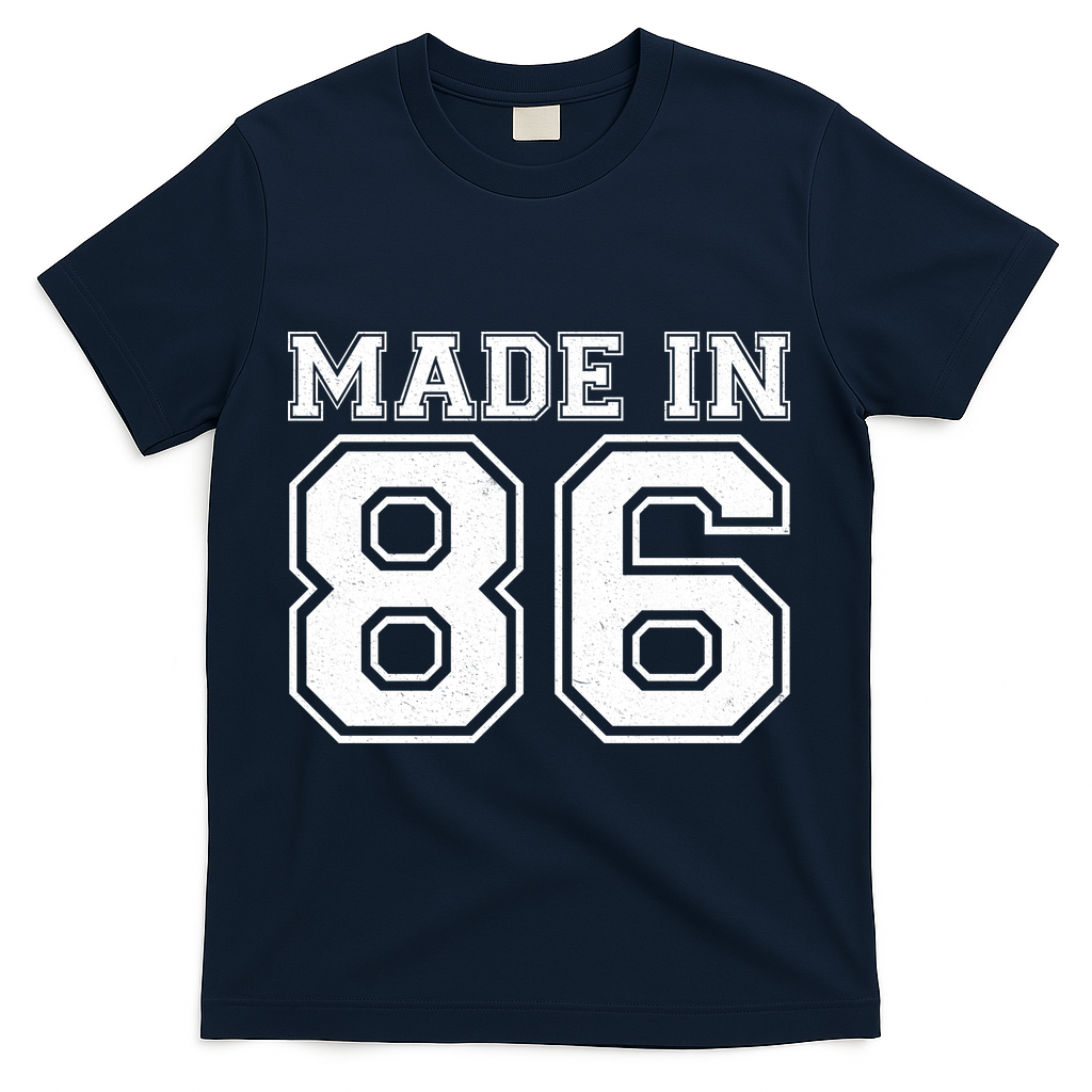 40 Birthday Made In 1986 Sports Jersey T-Shirt - Navy