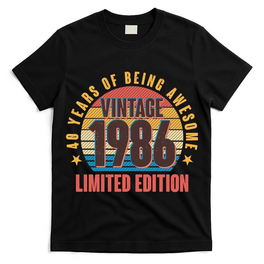 40th Birthday Vintage 1986 40 Years Of Being Awesome Limited Edition  T-Shirt