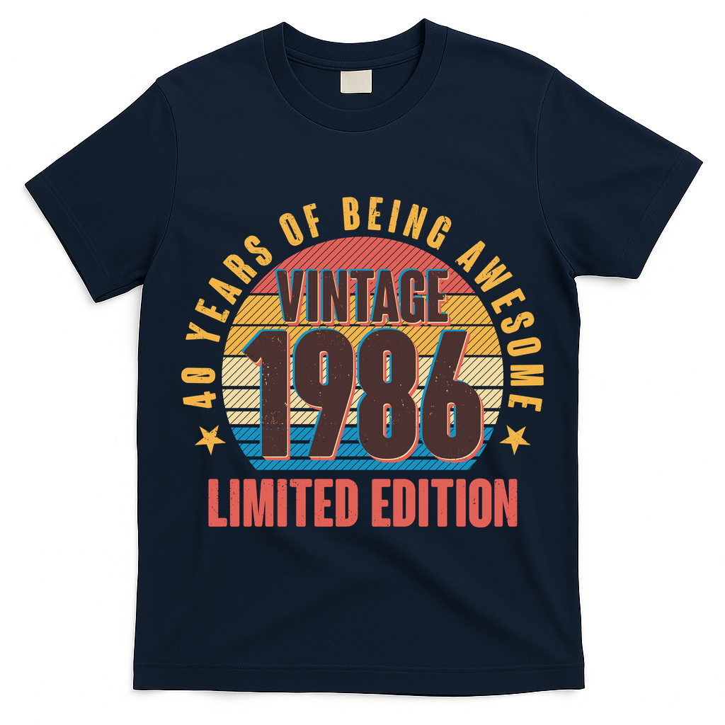 40th Birthday Vintage 1986 40 Years Of Being Awesome Limited Edition  T-Shirt