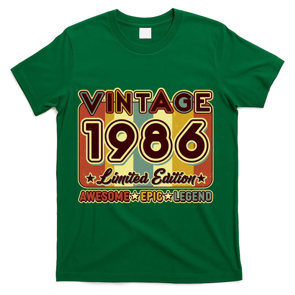 40th Birthday Vintage 1986 Limited Edition Awesome Epic Legend T-Shirt - Green