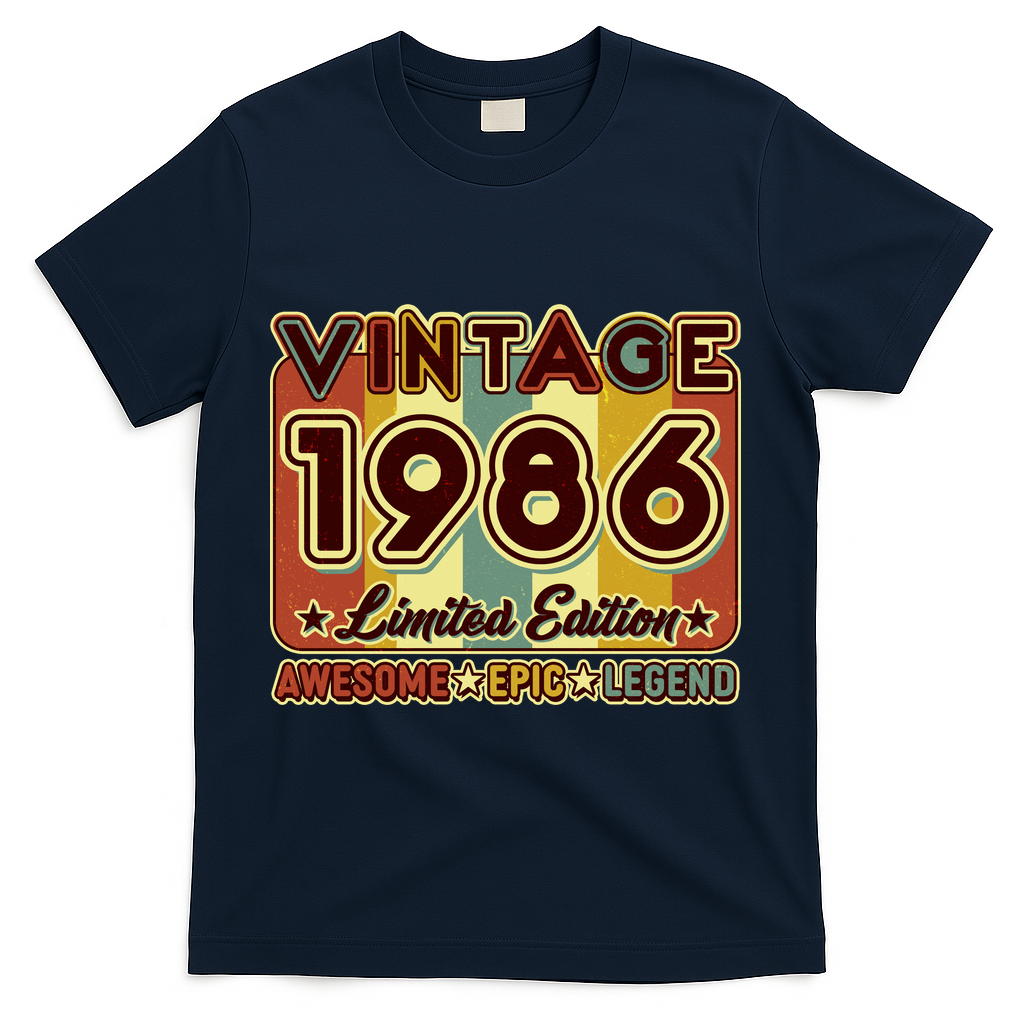 40th Birthday Vintage 1986 Limited Edition Awesome Epic Legend T-Shirt - Navy