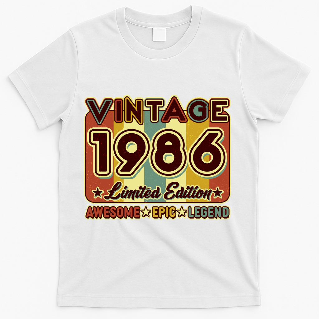 40th Birthday Vintage 1986 Limited Edition Awesome Epic Legend T-Shirt - White
