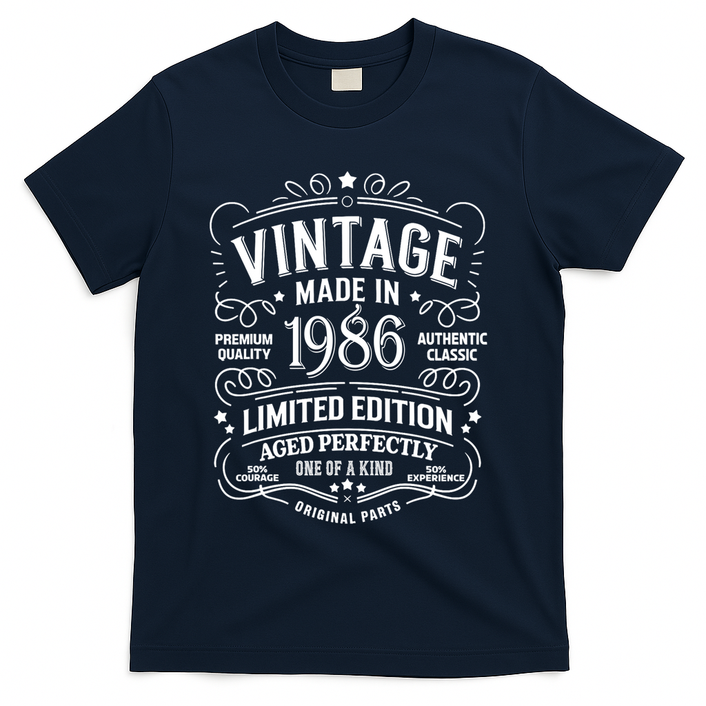 40th Birthday Vintage Made In 1986 Premium Quality Authentic Classic Birthday T-Shirt - Navy