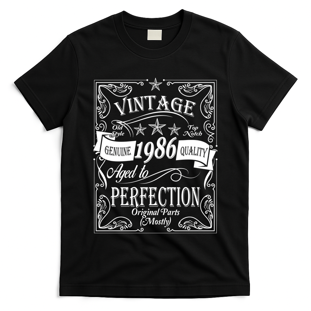 40th Birthday Vintage 1986 Genuine Quality Age To Perfection Original Parts Mostly T-Shirt