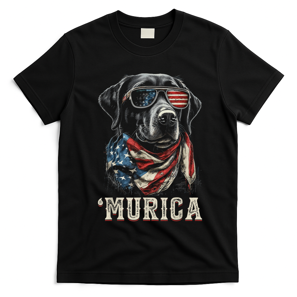 4th Of July Bald Eagle Mullet Murica Usa Dog Usa Merica T-Shirt - Black