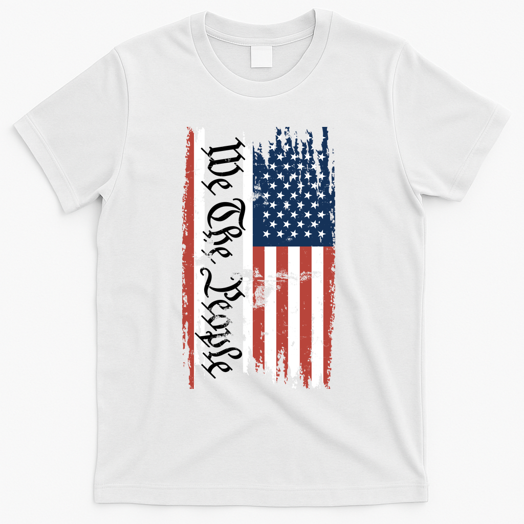 4th Of July American Flag Patriotic We The People T-Shirt - White