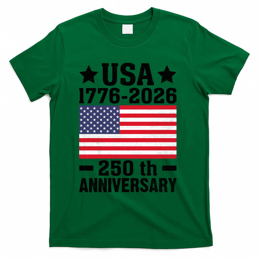 4th Of July America Flag Patriotic 250th Anniversary USA T-Shirt - Green