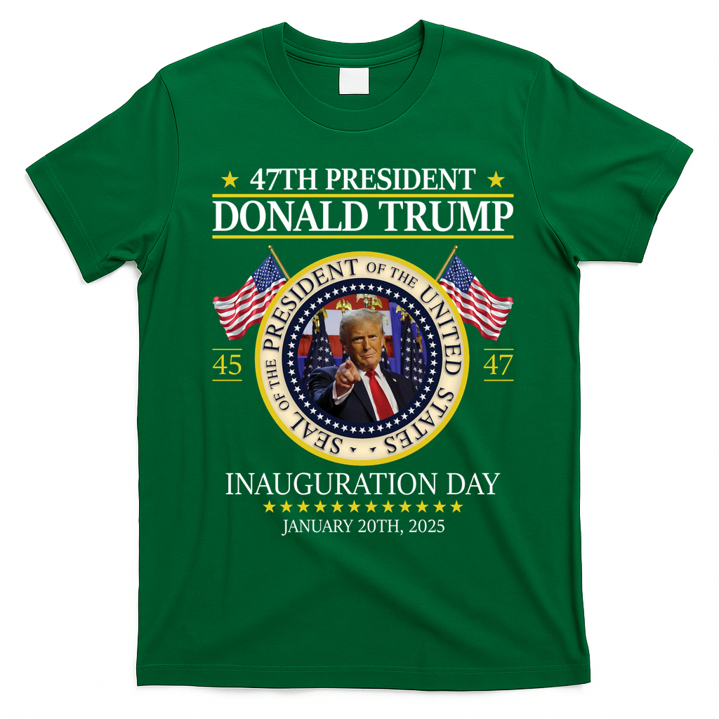 47th President Donald Trump Inauguration Day 2025 Design T-Shirt - Irish Green