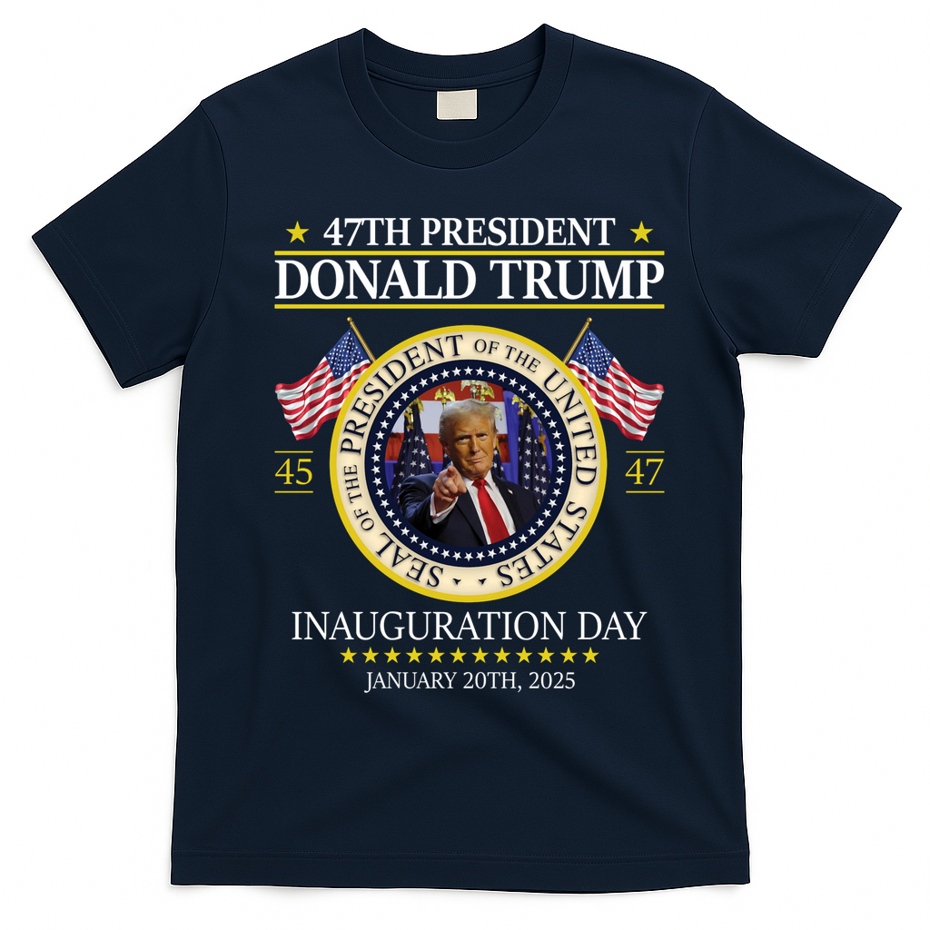 47th President Donald Trump Inauguration Day 2025 Design T-Shirt - Navy Blue