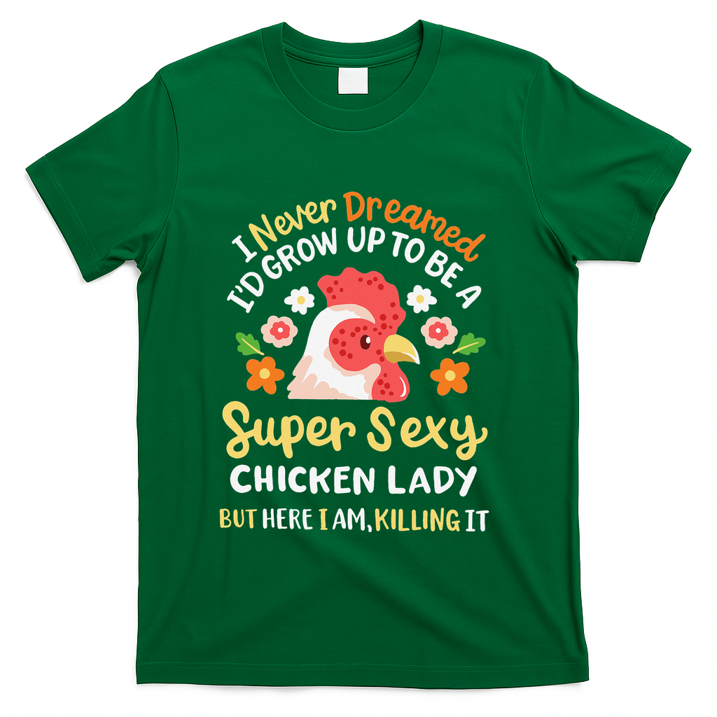 Funny Crazy Chicken Farmer Lady T-Shirt