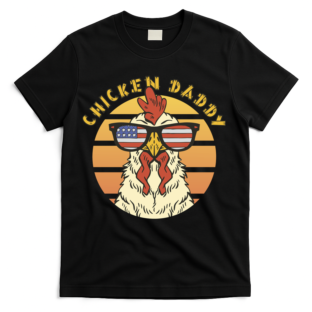 Chicken Daddy American Flag Funny T-Shirt