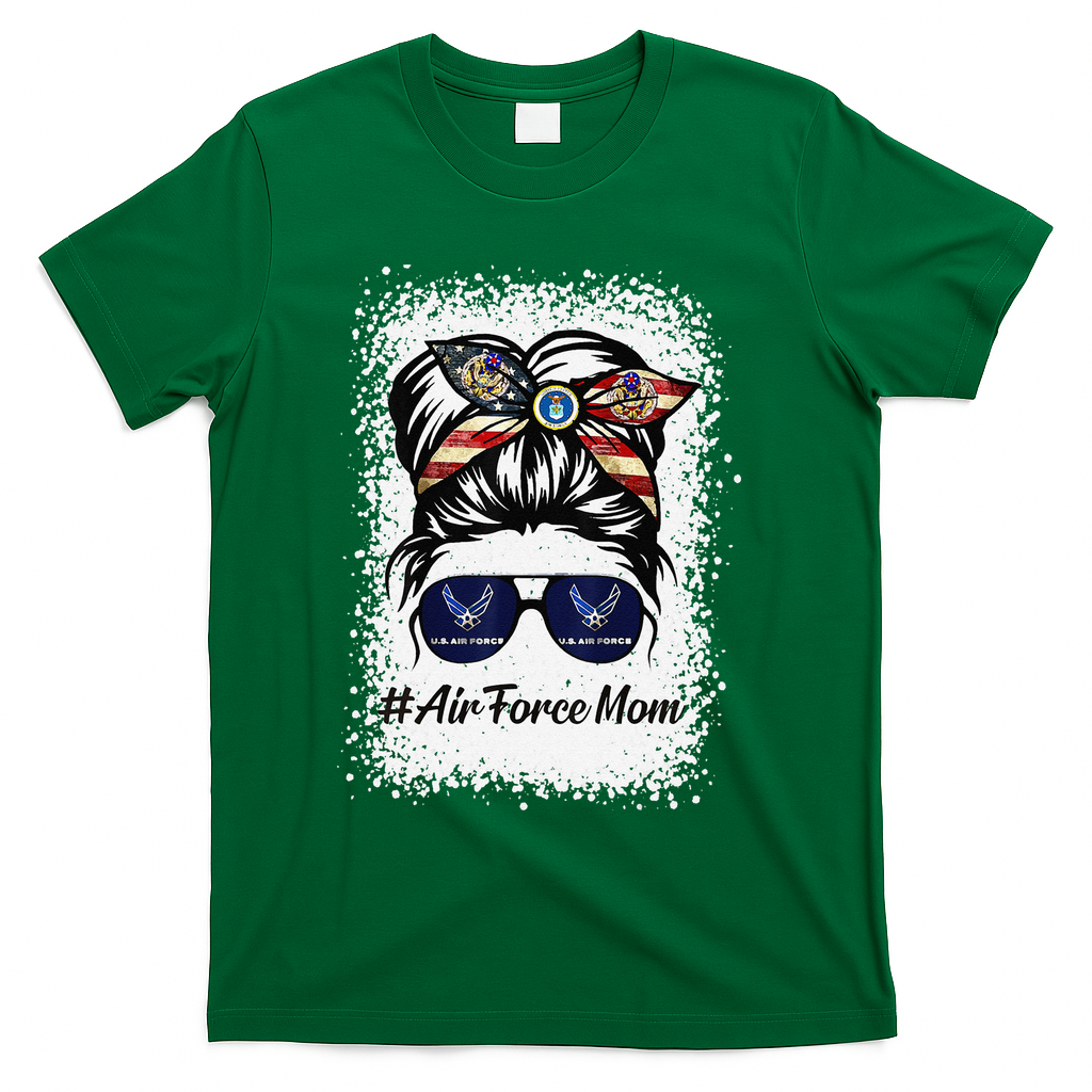Air Force Mom Messy Bun Sunglasses Military Mom Mother's Day Cute T-Shirt