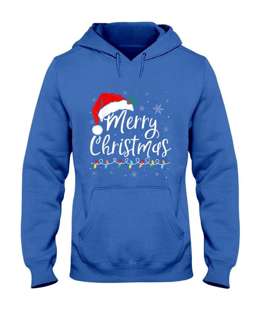 Merry Christmas Lights Santa Hat Xmas Family Matching Pajama T-Shirt