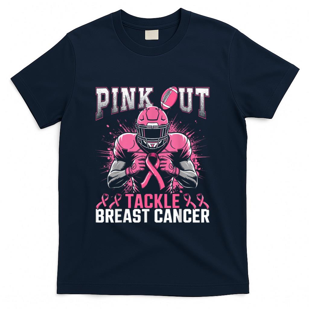 Pink Out Tackle Breast Cancer Awareness American Football T-Shirt_1