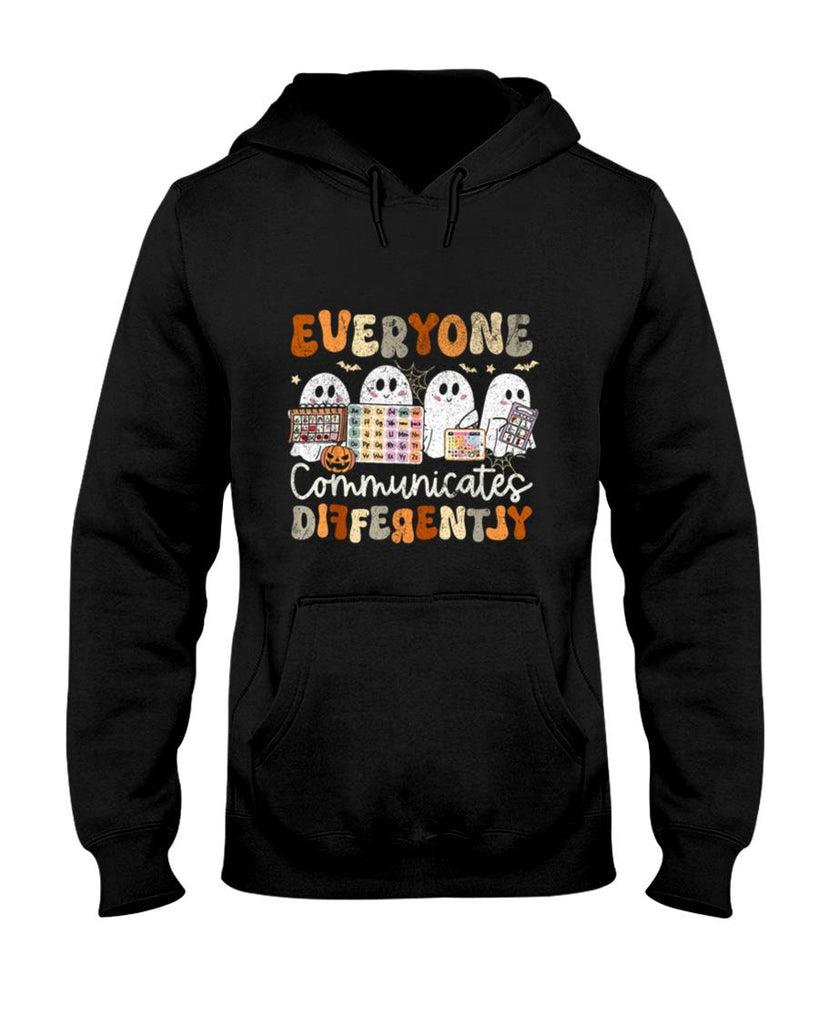 Halloween Shirt - Everyone Communicates Differently Halloween SLP Sped Teacher T-Shirt