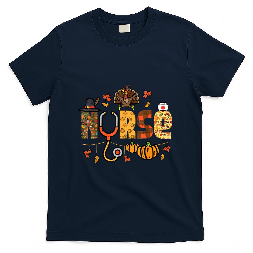 Thanksgiving Nurse Stethoscope Fall Scrub Top ER Men Women T-Shirt