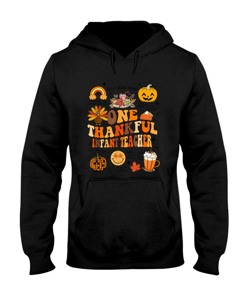 One Thankful Infant Teacher Thanksgiving Retro Groovy Fall T-Shirt