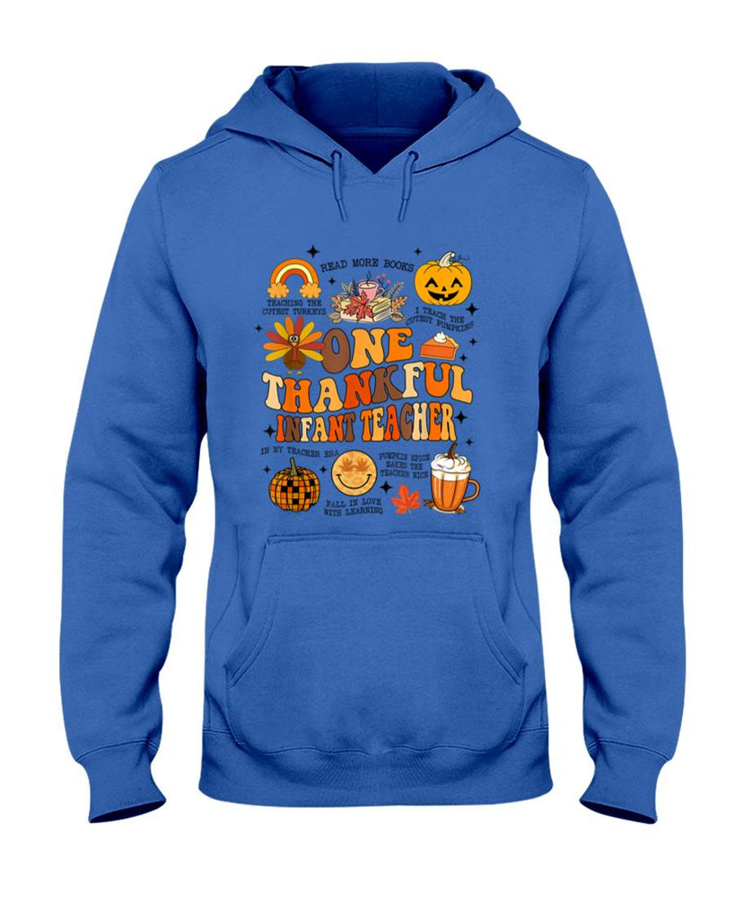 One Thankful Infant Teacher Thanksgiving Retro Groovy Fall T-Shirt