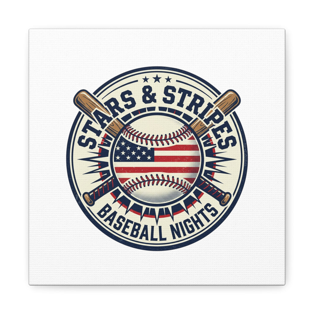 Stars & Stripes Baseball Nights Canvas | Patriotic Baseball Wall Art