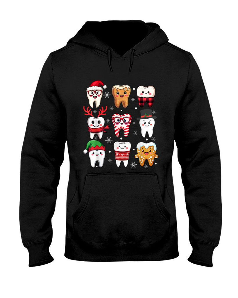 Funny Dental Christmas Cute Teeth Costume Dentist Santa Hat T-Shirt