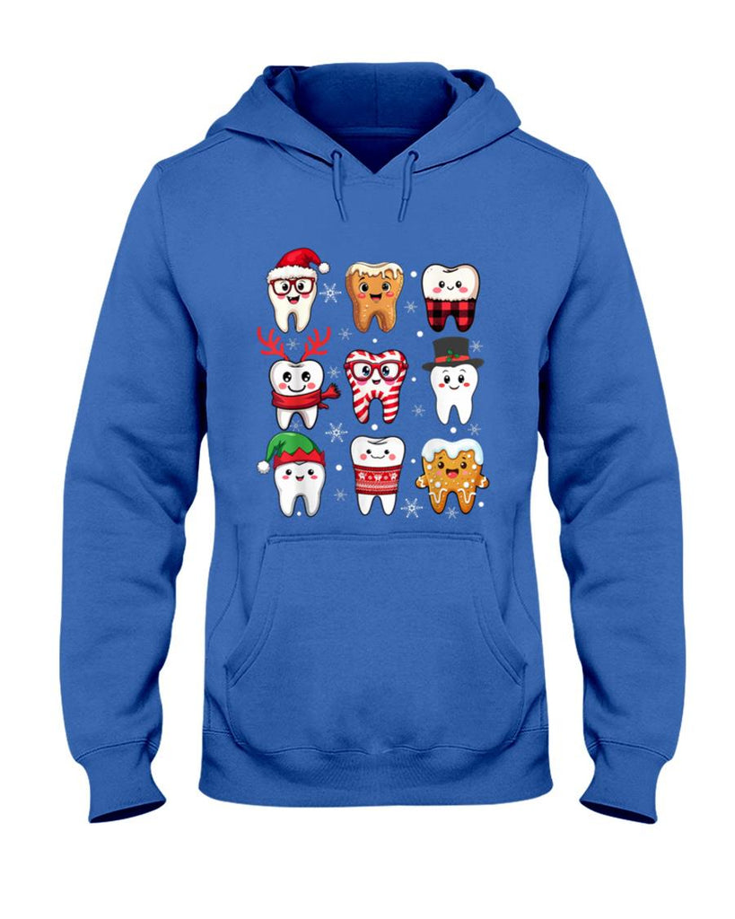 Funny Dental Christmas Cute Teeth Costume Dentist Santa Hat T-Shirt