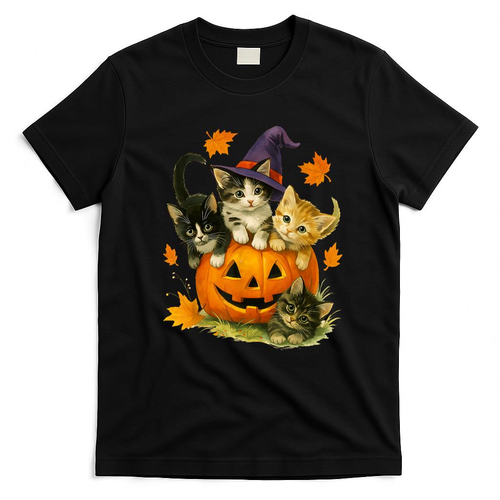 Pet Mom Halloween Shirt - Cute Cat Pumpkin Halloween Spooky Season Vintage T-Shirt