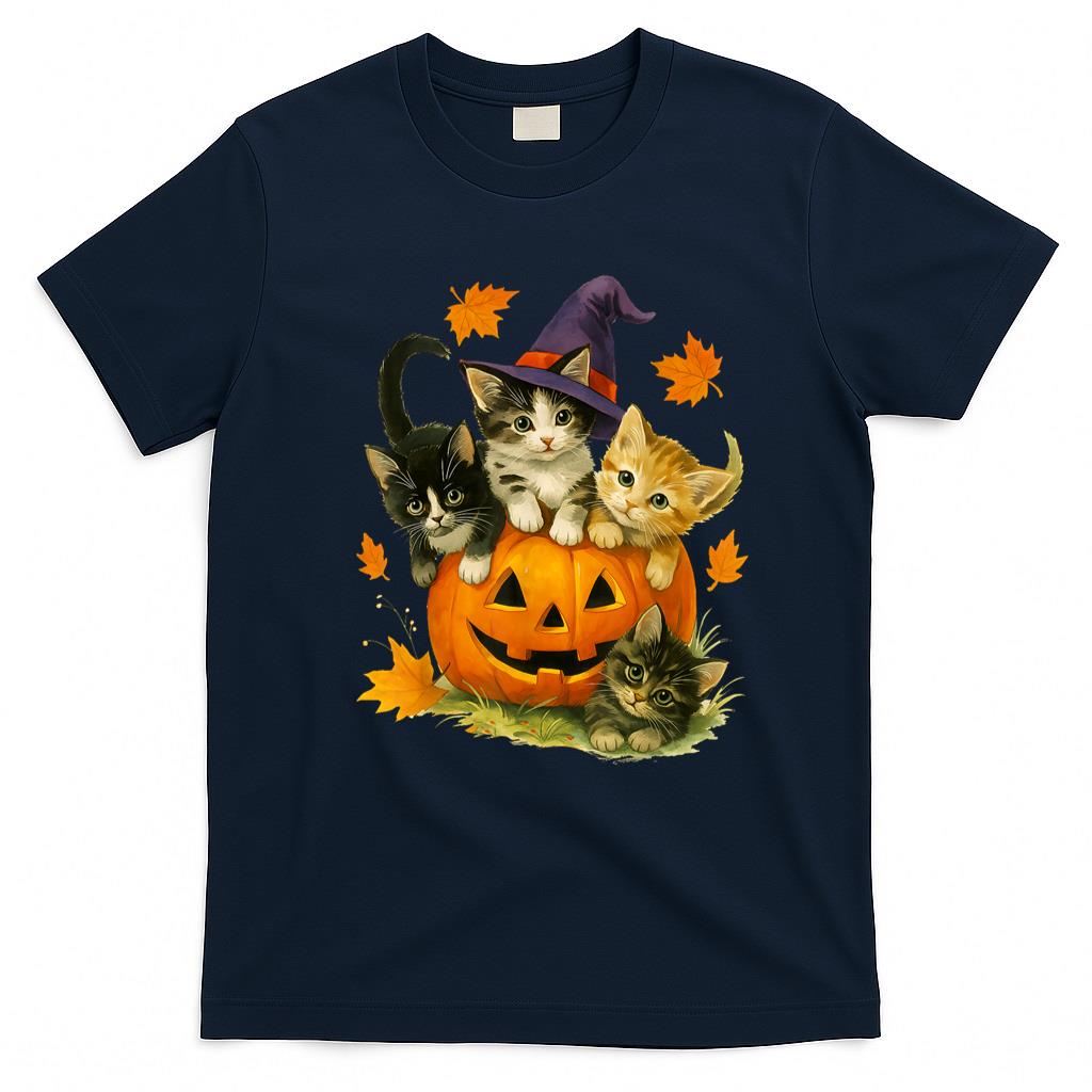 Pet Mom Halloween Shirt - Cute Cat Pumpkin Halloween Spooky Season Vintage T-Shirt