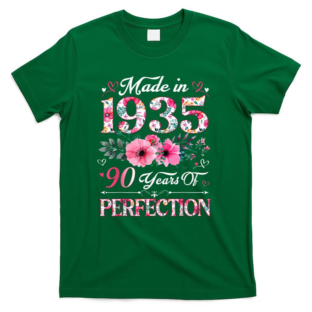 90 Year Old Made In 1935 Floral 90th Birthday Women T-Shirt