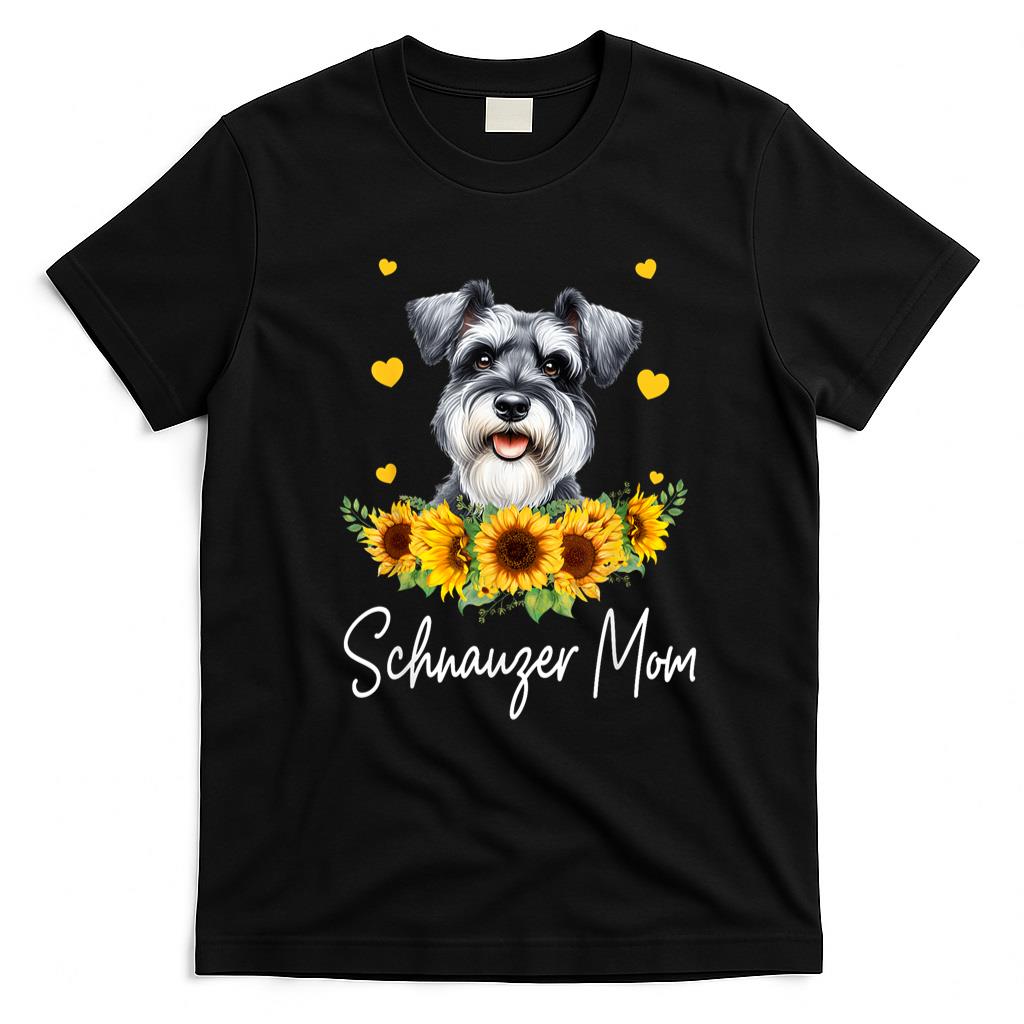 Pet Mom Halloween Shirt - Womens Sunflower Schnauzer Mom Dog Lover T-Shirt