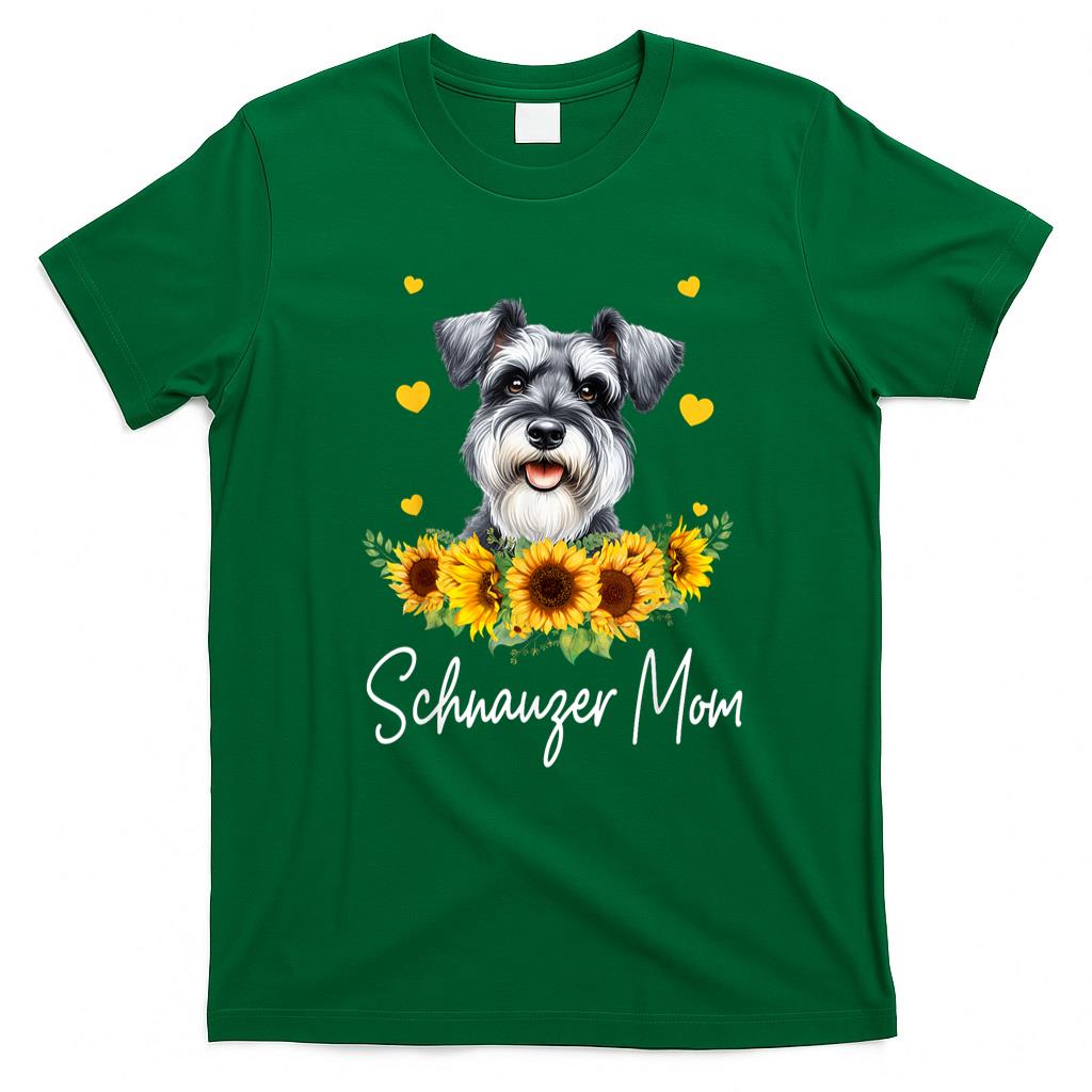 Pet Mom Halloween Shirt - Womens Sunflower Schnauzer Mom Dog Lover T-Shirt