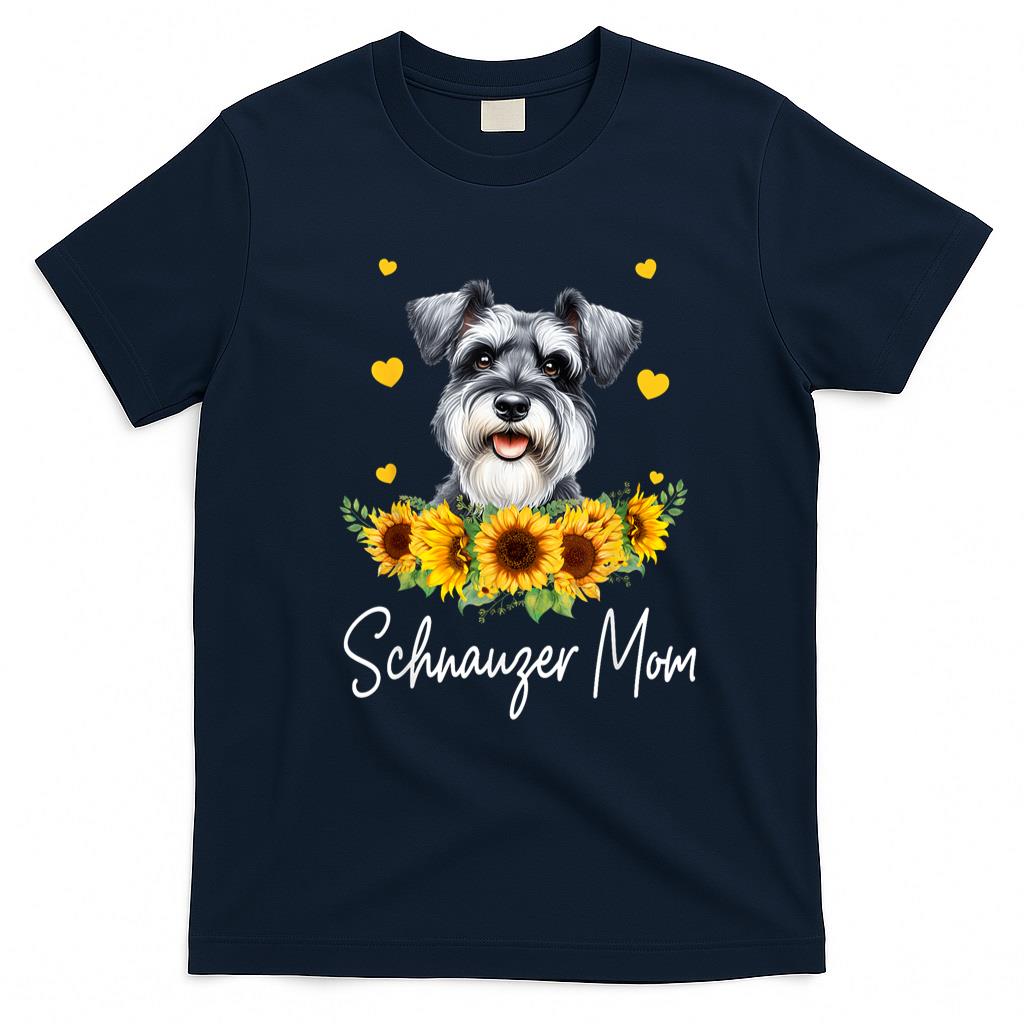 Pet Mom Halloween Shirt - Womens Sunflower Schnauzer Mom Dog Lover T-Shirt